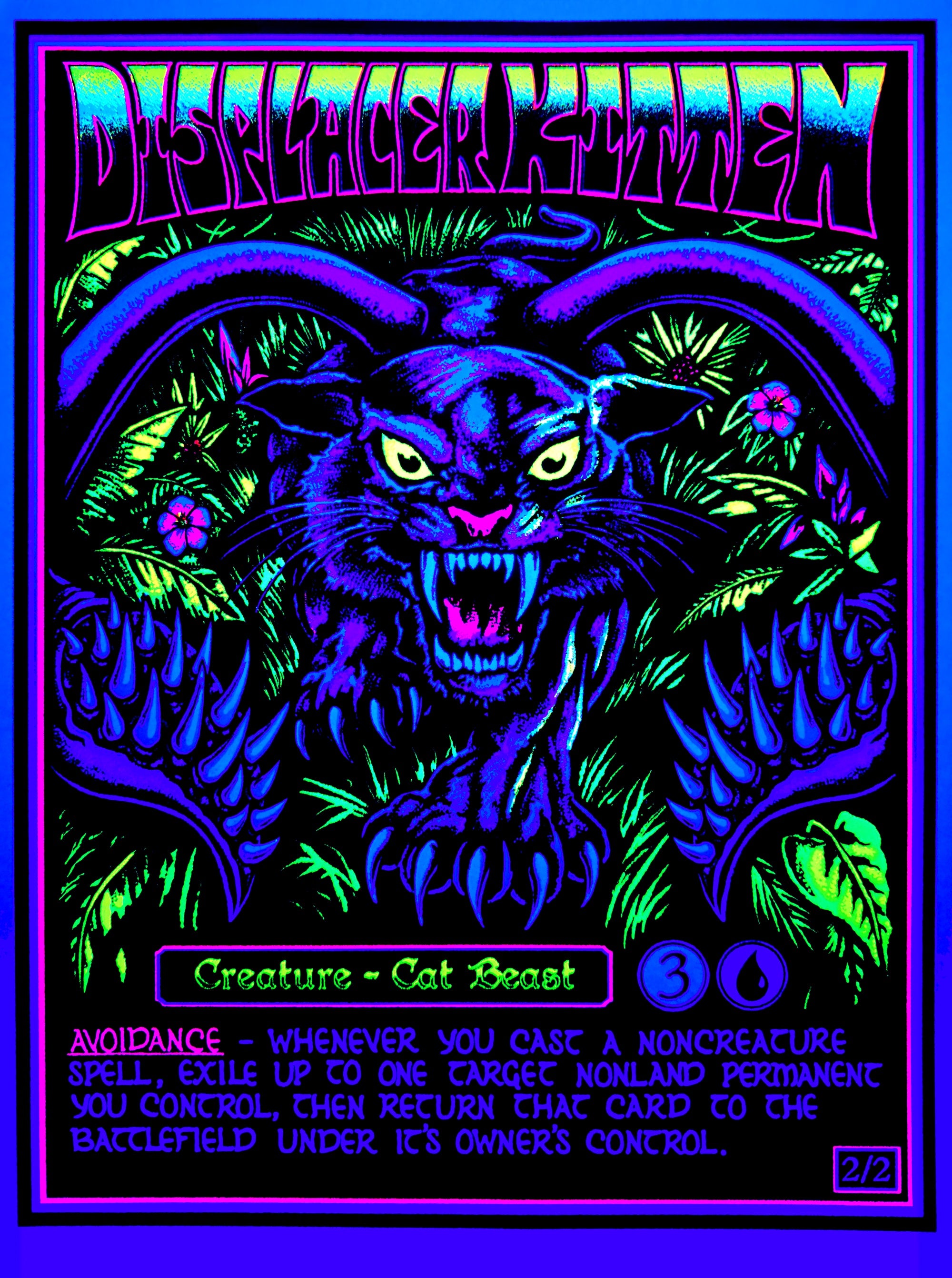 Displacer Kitten Blacklight Poster – Josh Freydkis Skeleton Factory