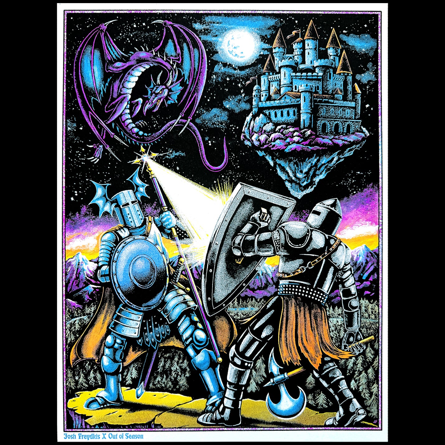 Champions of Sky Castle Keep Risograph Print